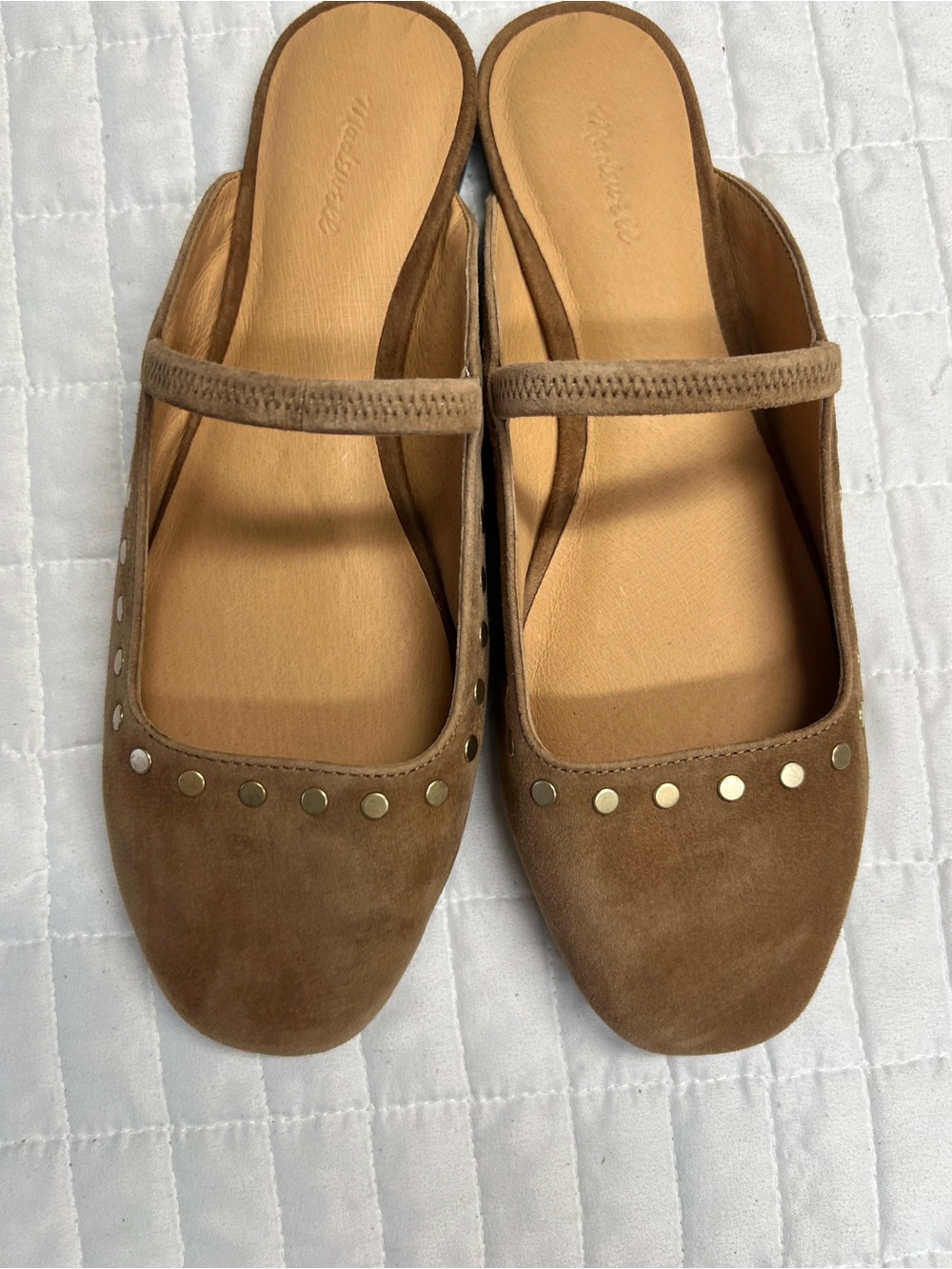 Madewell The Greta Ballet Flat Mule in Aged Cognac Suede Size 8 - Picture 8 of 11